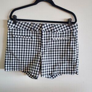 Anthropologie W 32 Picnic Gingham Shorts Blk/ White Welt pkts Inseam 4.5" A428